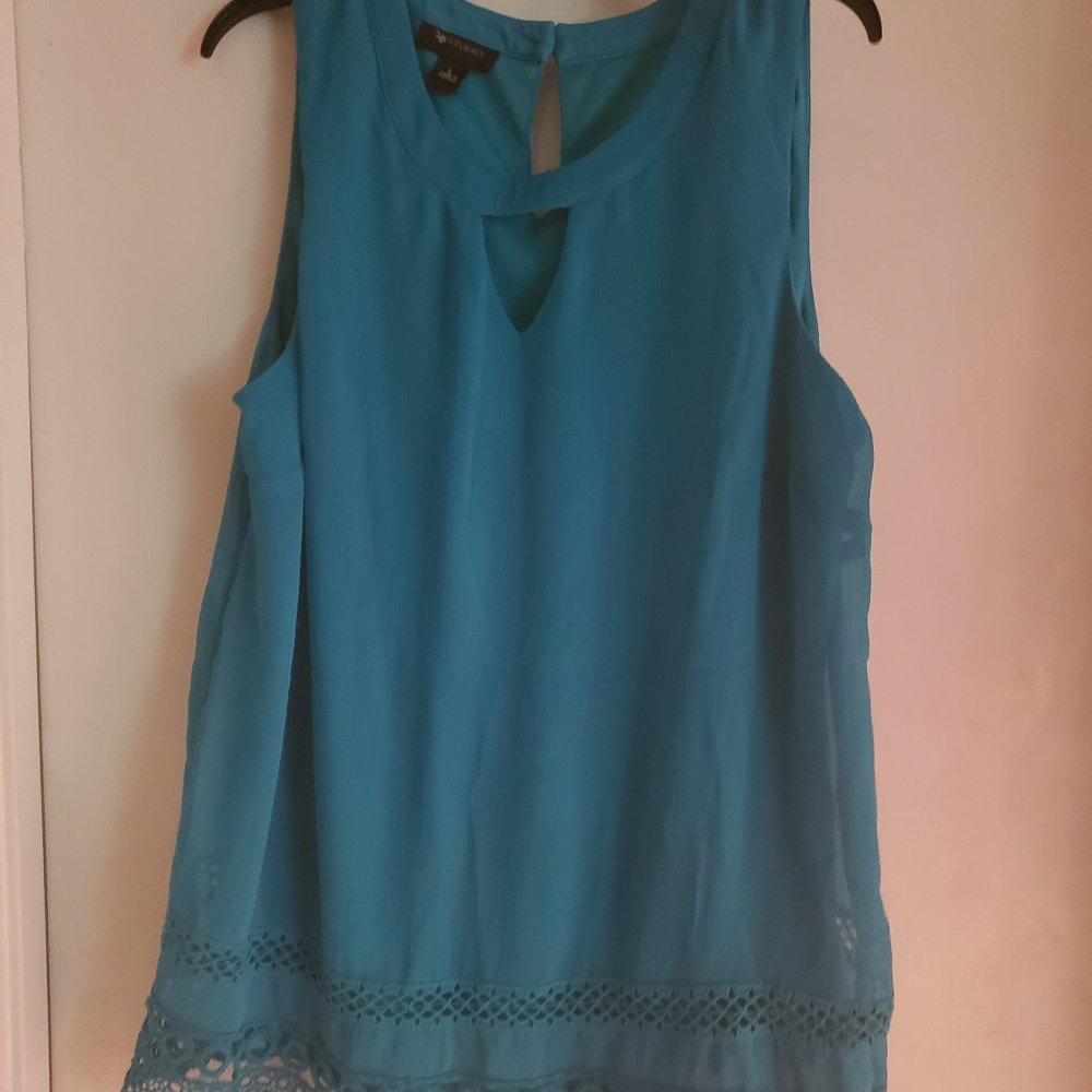 AB Studio Teal sleeveless blouse